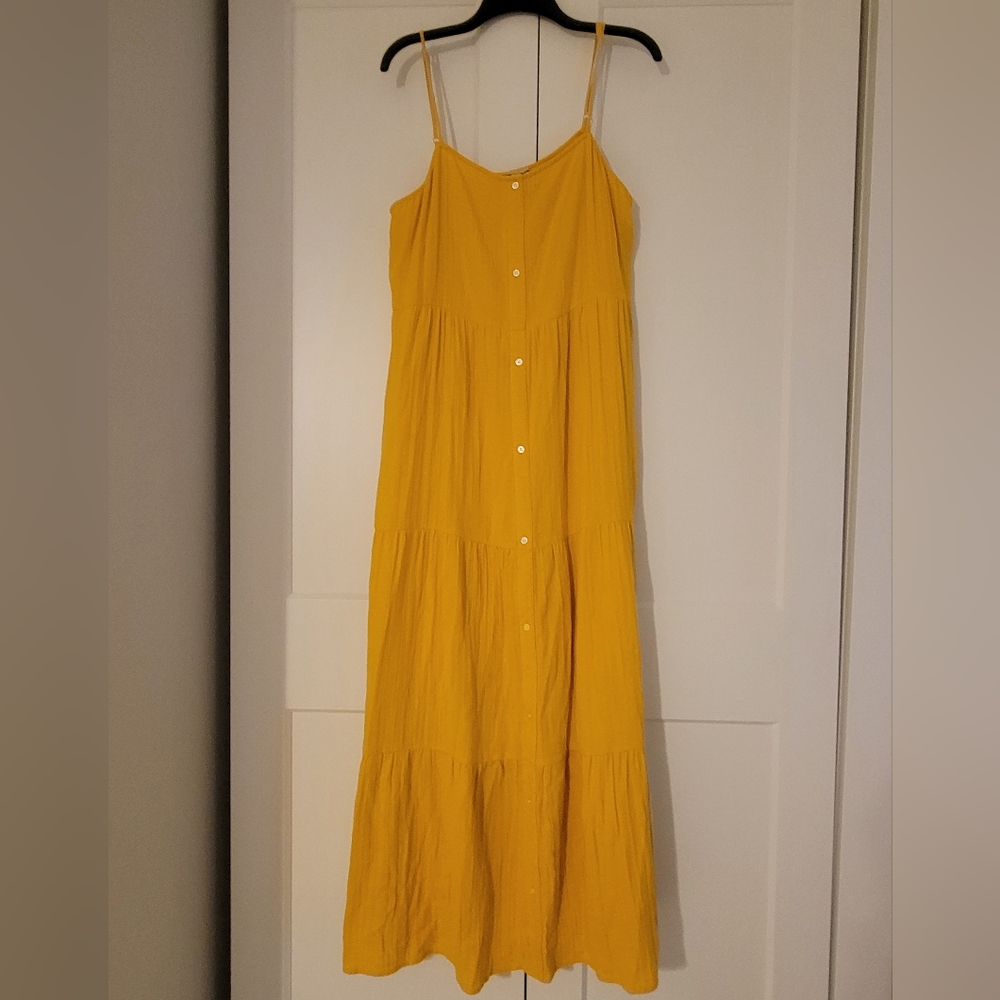 Yellow boho tiered Loft maxi dress
